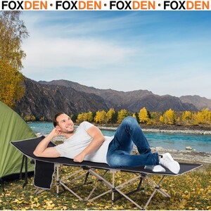 Side Pocket Steel Frame Folding Camping Bed