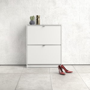 Quendale Shoe Cabinet With Two Tilting Doors and Two Layers