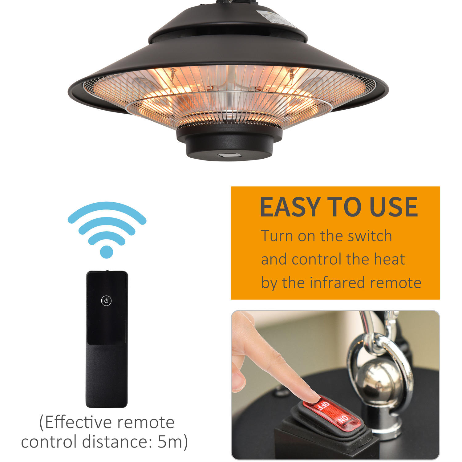 1500W Electric Patio Heater Hanging Heater