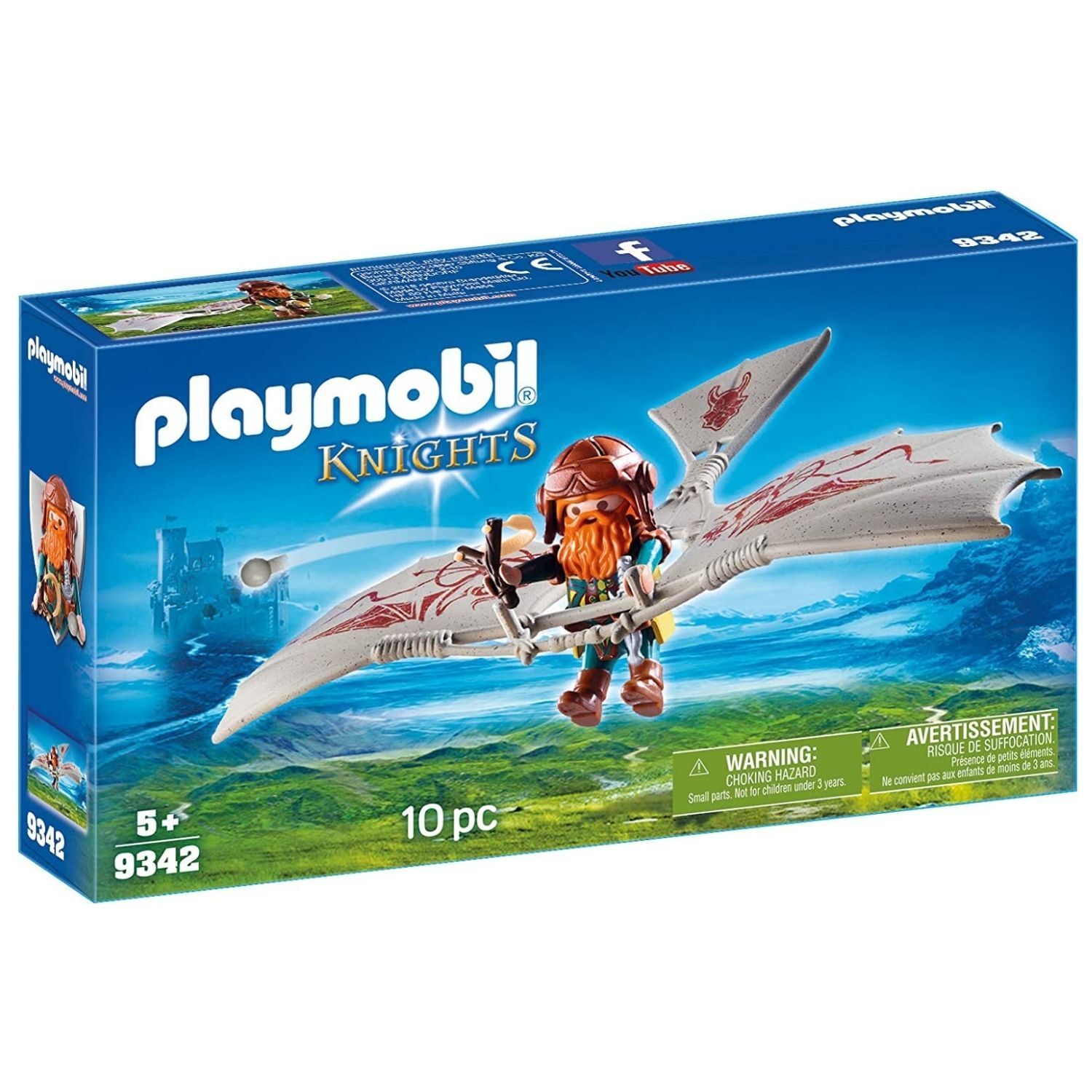 Playmobil Knights Dwarf Flyer Includes Weapons - Grey