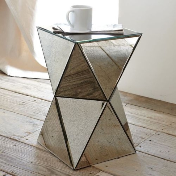 Diamond Mirrored Bedside Side Table