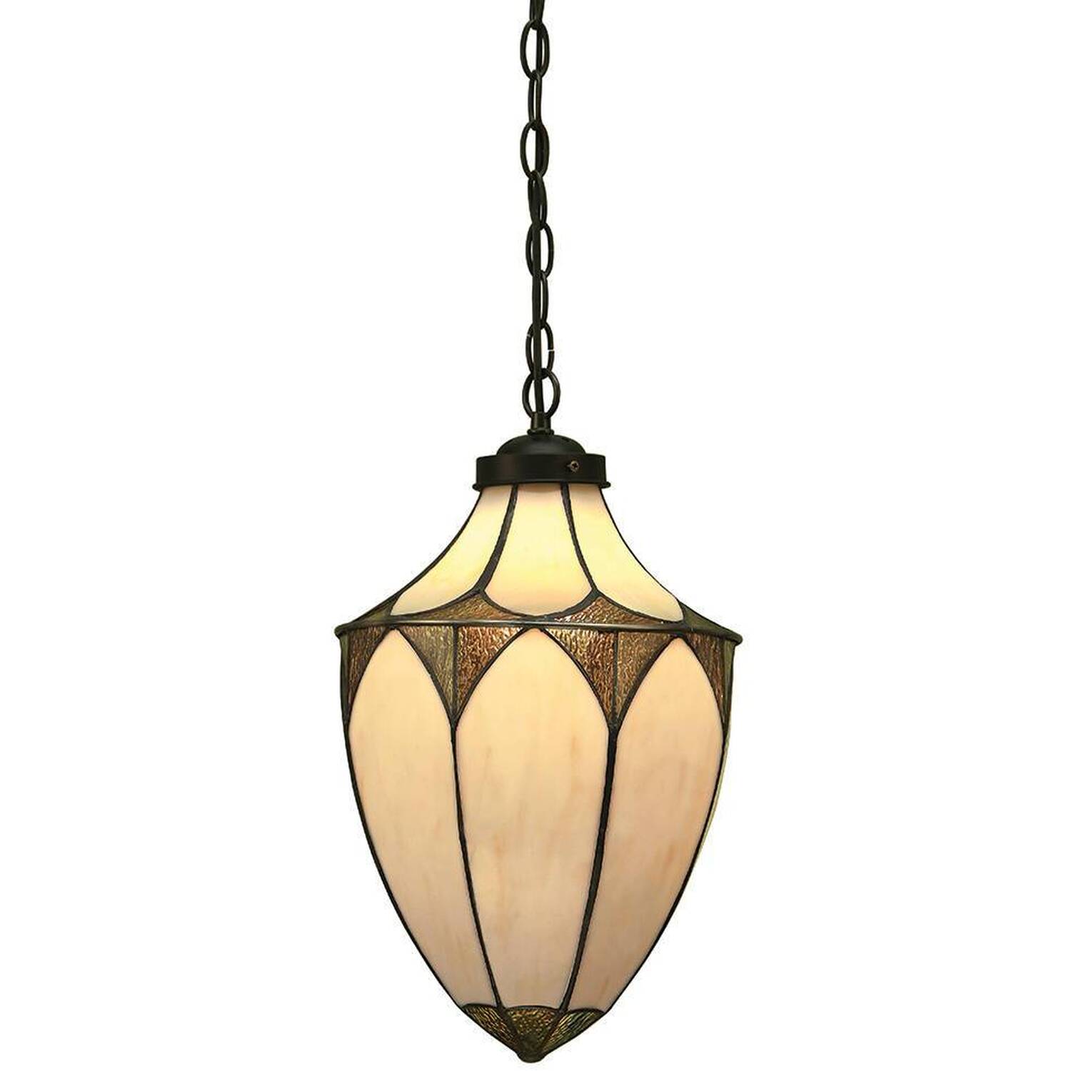 Brooklyn 1 Light Medium Ceiling Pendant Dark Bronze, Tiffany glass, E27 - Dark Bronze / 25cm