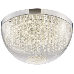 Harper Large Flush Ceiling 21W 1600lm LED 4000K Polished Chrome, Crystal