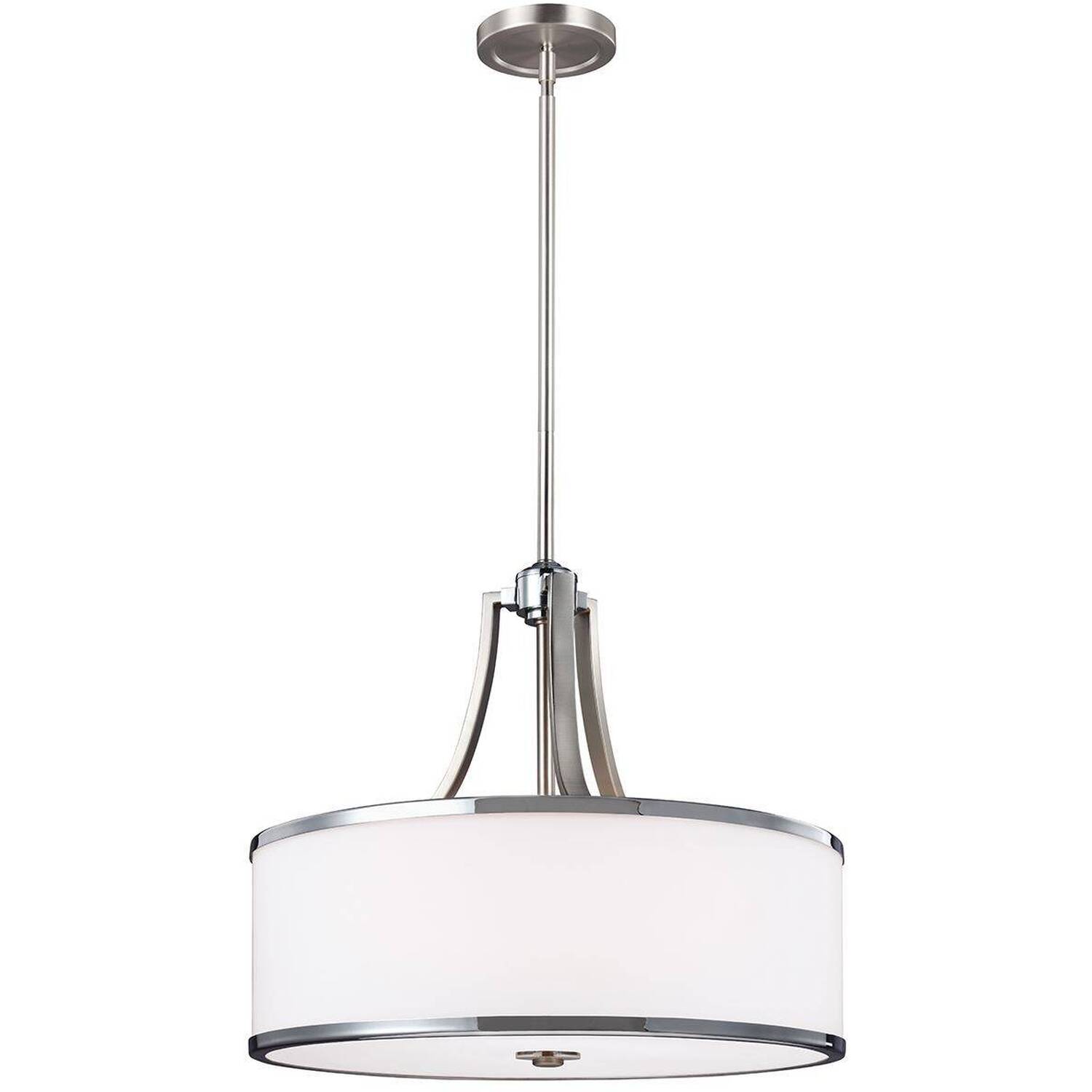 Prospect Park 4 Light Round Ceiling Pendant Satin Nickel, Chrome, E27 - Satin Nickel