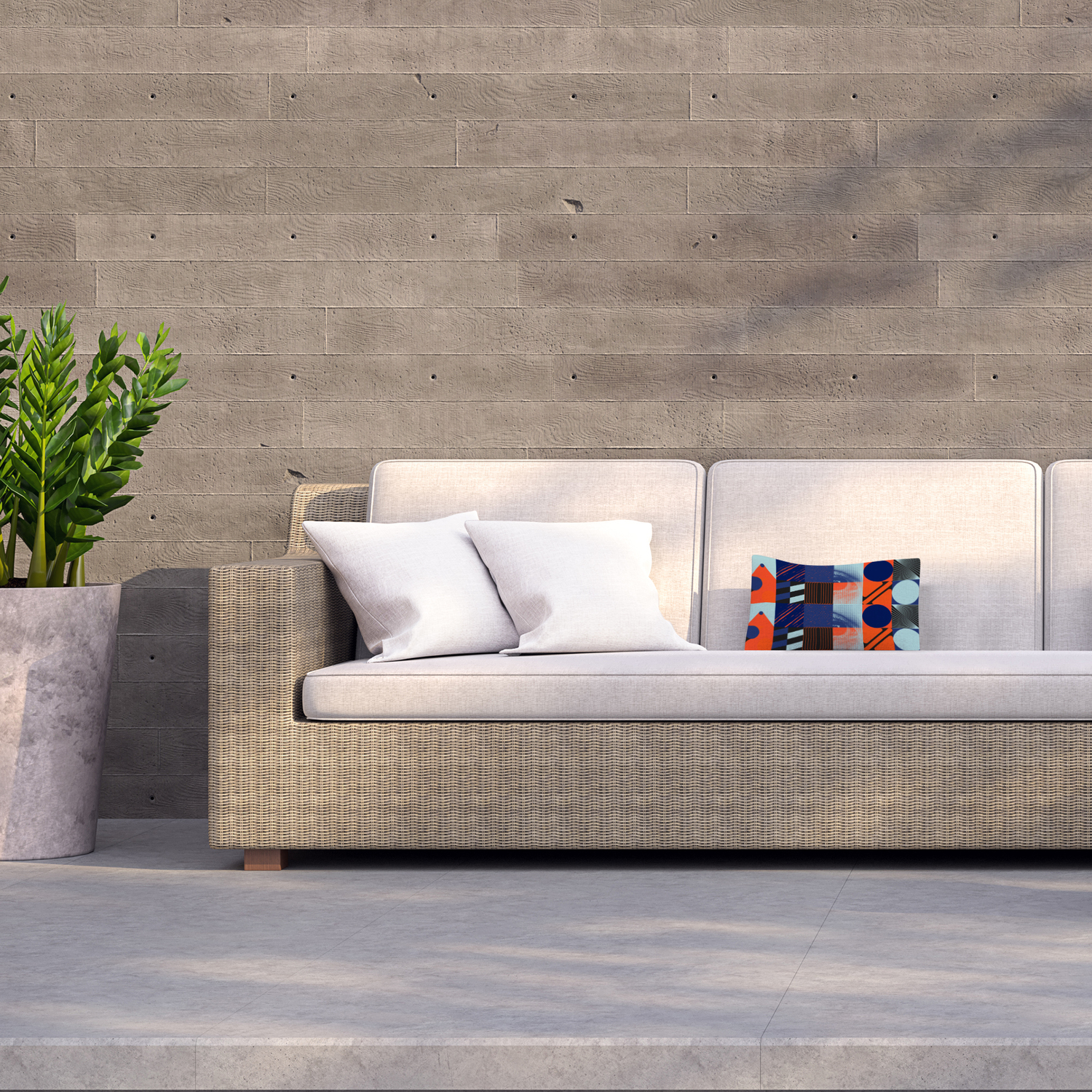 Deconstructed Postmodern Inspired Artwork Outdoor Cushion - Orange