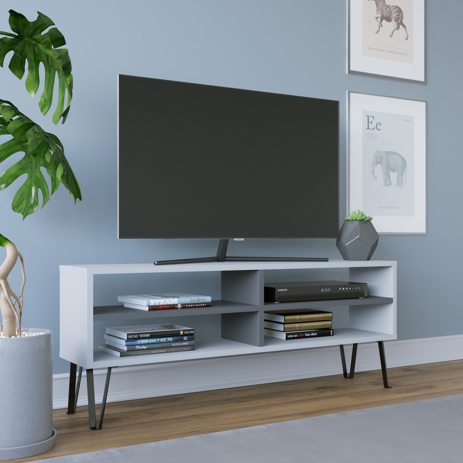 Decorotika - Farrar TV Unit TV Stand for TVs up to 47" - White & Anthracite thumbnail