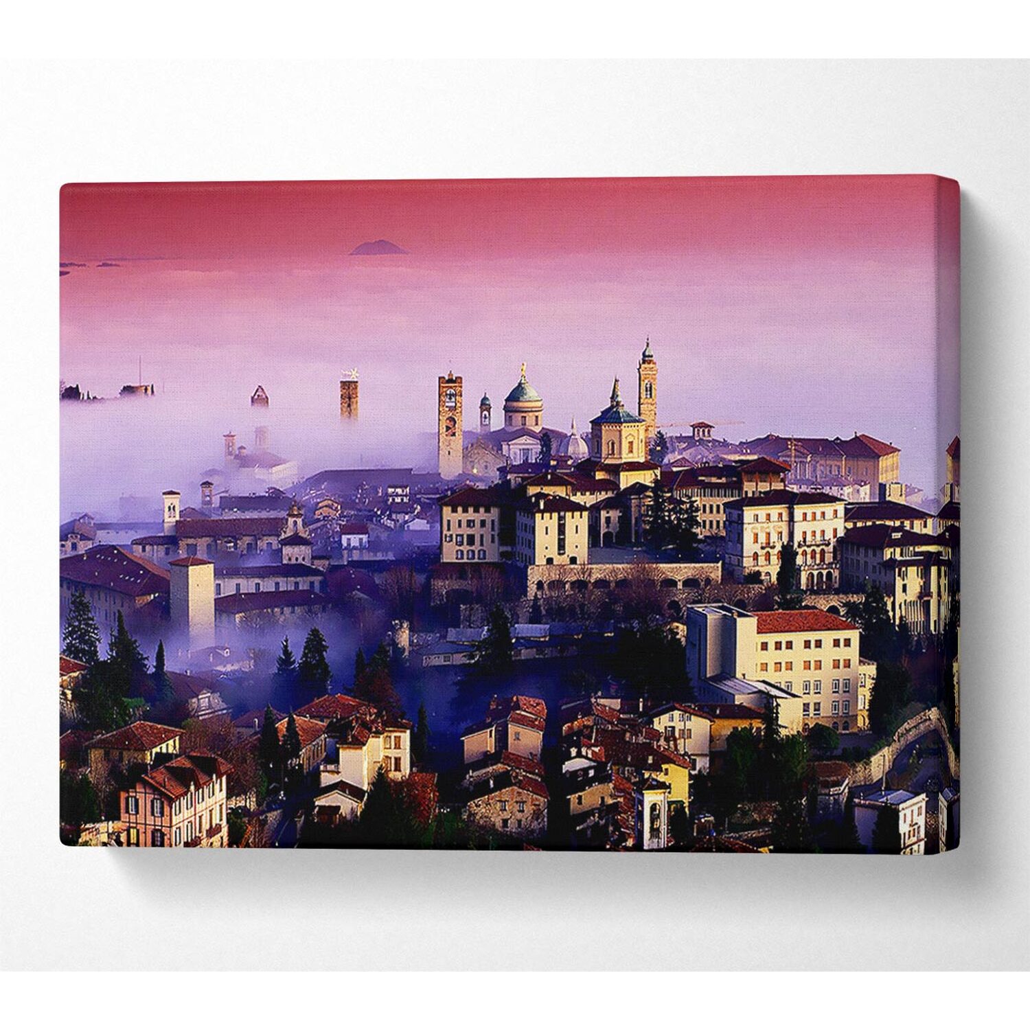 Wallart-Direct - Italian City Mist Canvas Print Wall Art - Yellow / 101.6cm thumbnail