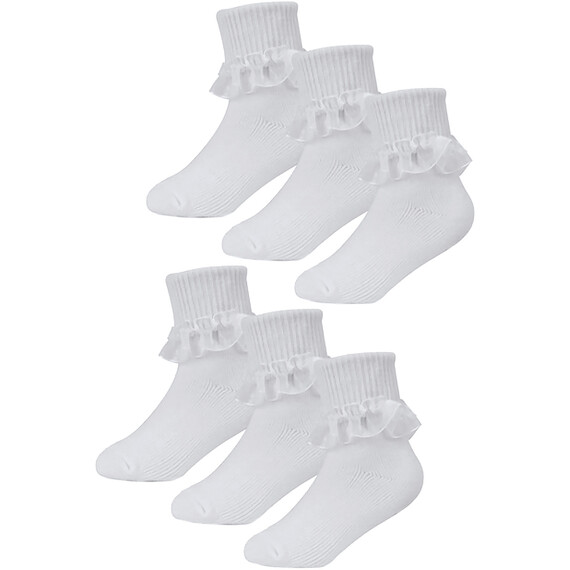 6 Pack Baby Girl Soft Cotton Rich Frilly Lace Socks
