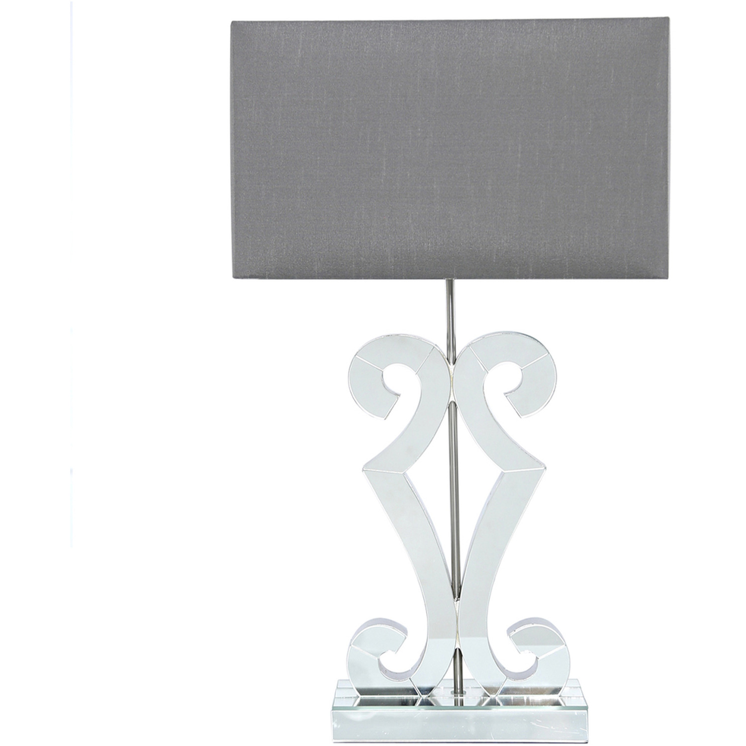 Vanity Living - Adara Clear Glass Table Lamp with Grey Shade - Grey thumbnail