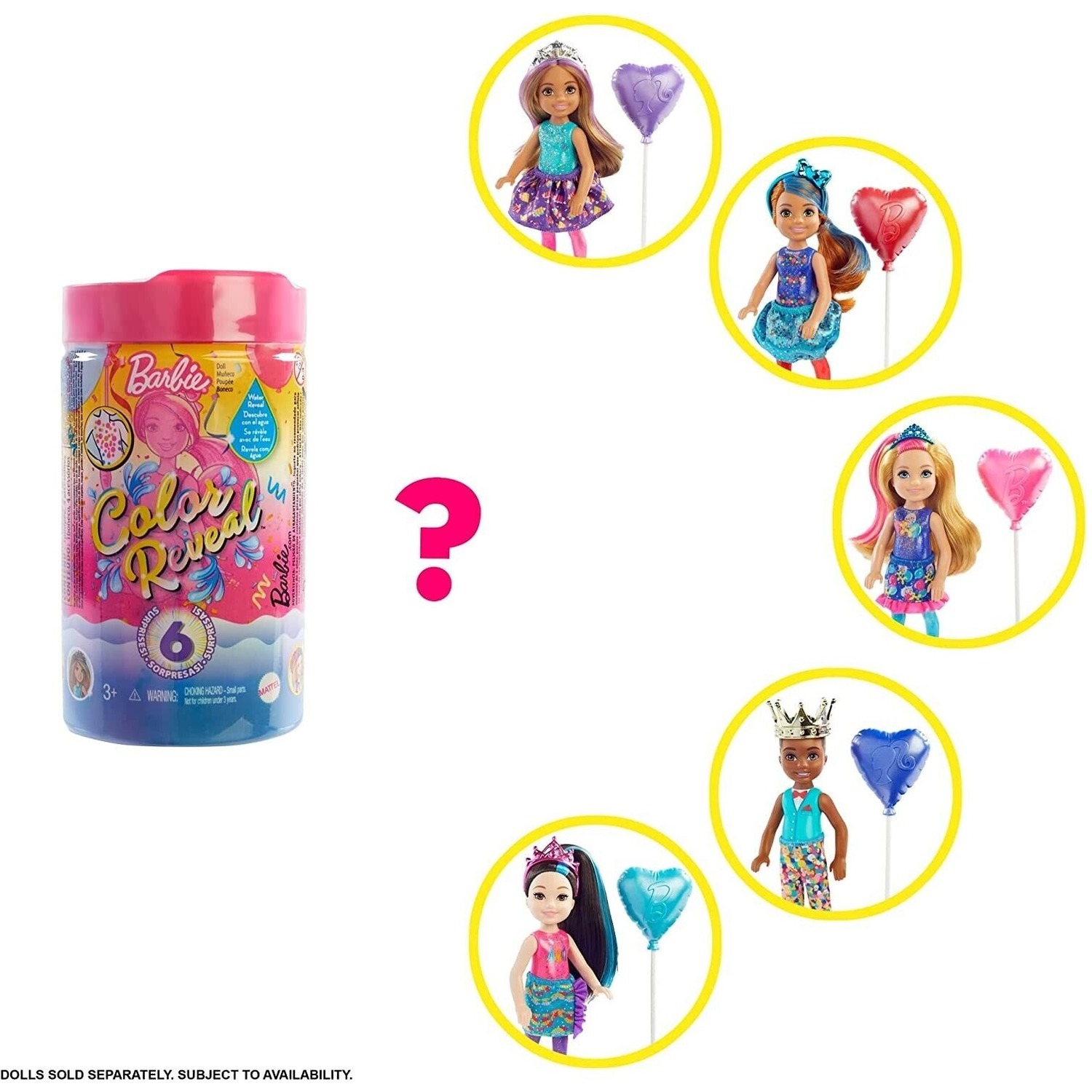 Barbie Chelsea Color Reveal Doll with 6 Unboxing Surprises