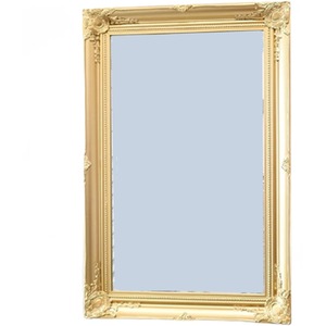 Large Vintage Gold Leaner Ornate Wall Hanging Mirror With Deep Flowery Frame