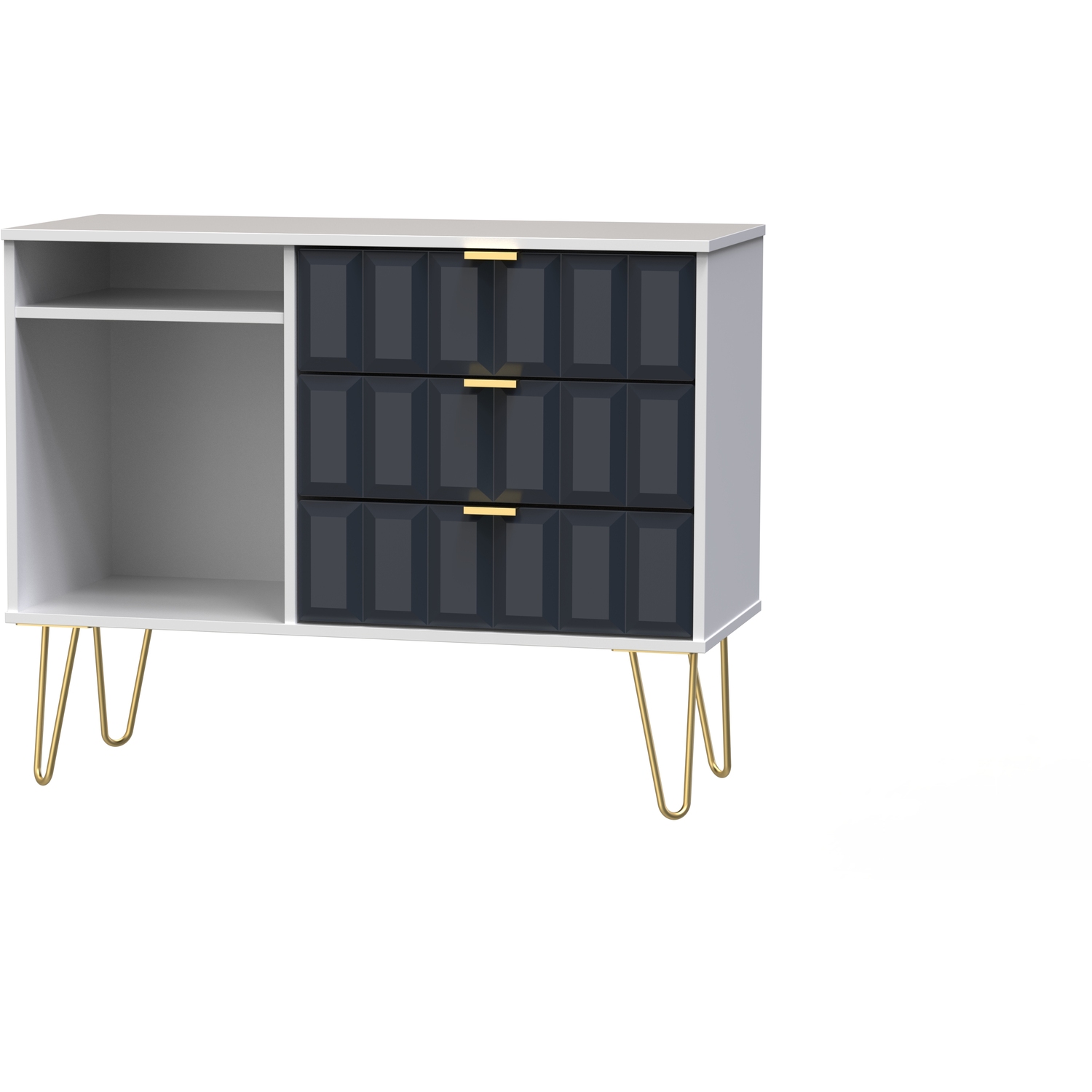 Cube 3 Drawer Tv Unit - Indigo Matt White