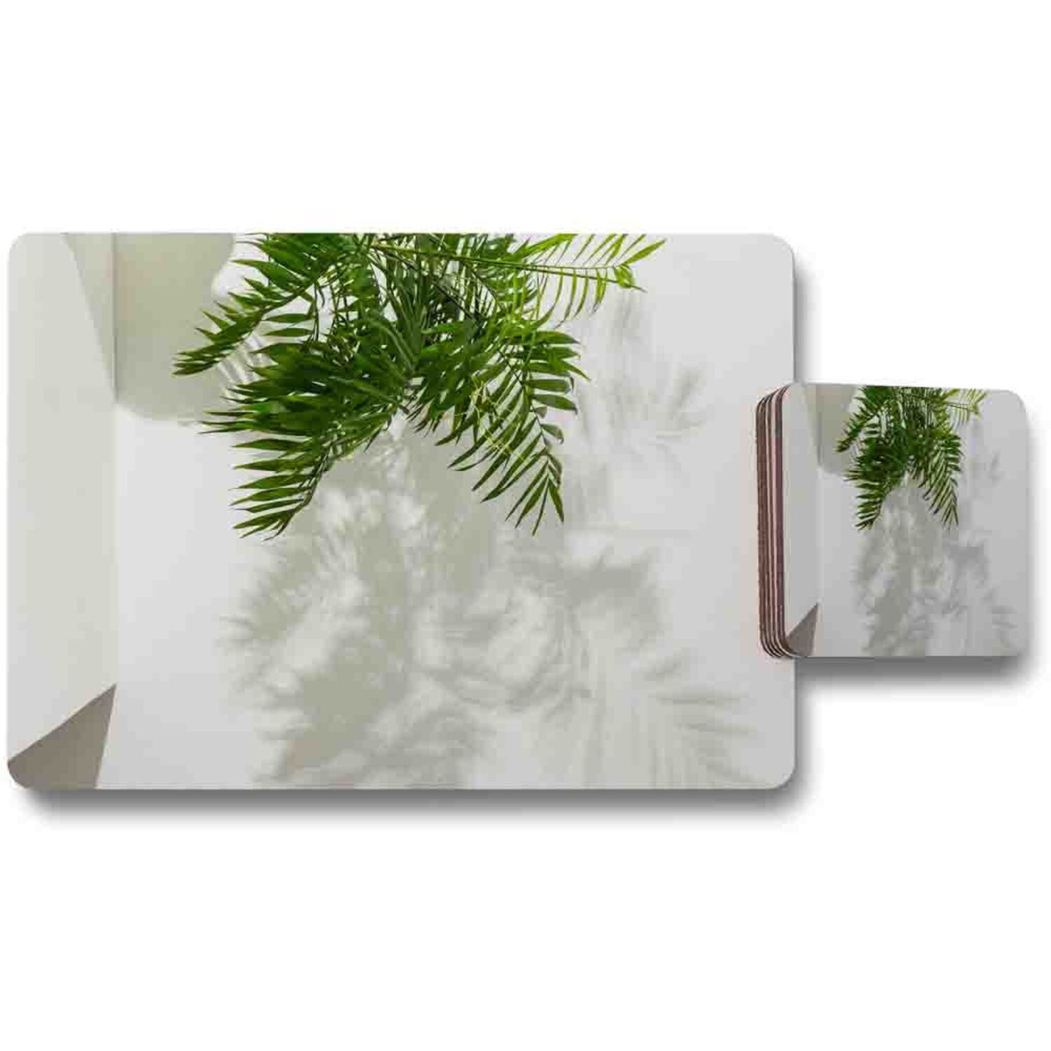 Image of Chamaedorea Placemat Coaster Set - Green