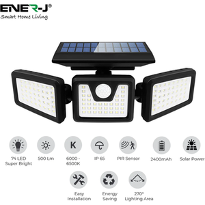 Solar Sensor 3 Heads Wall Light 2400mAh