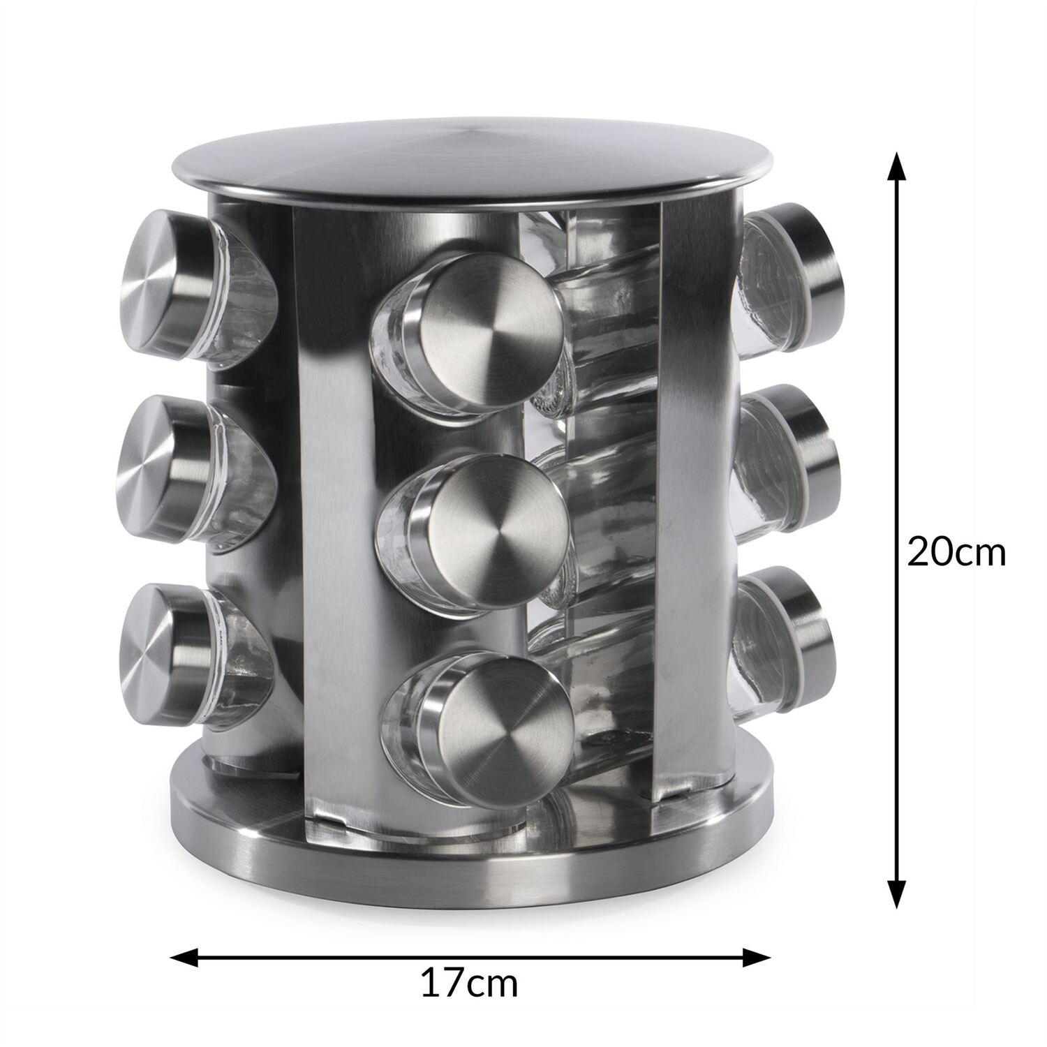 Revolving Spice Rack with 12 Glass Jars Included