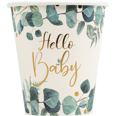 Green Pack of 8 Hello Baby Paper Cups