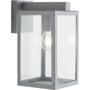 CGC ARCHIE Silver Outdoor Wall Light Box Lantern Opal Glass LED