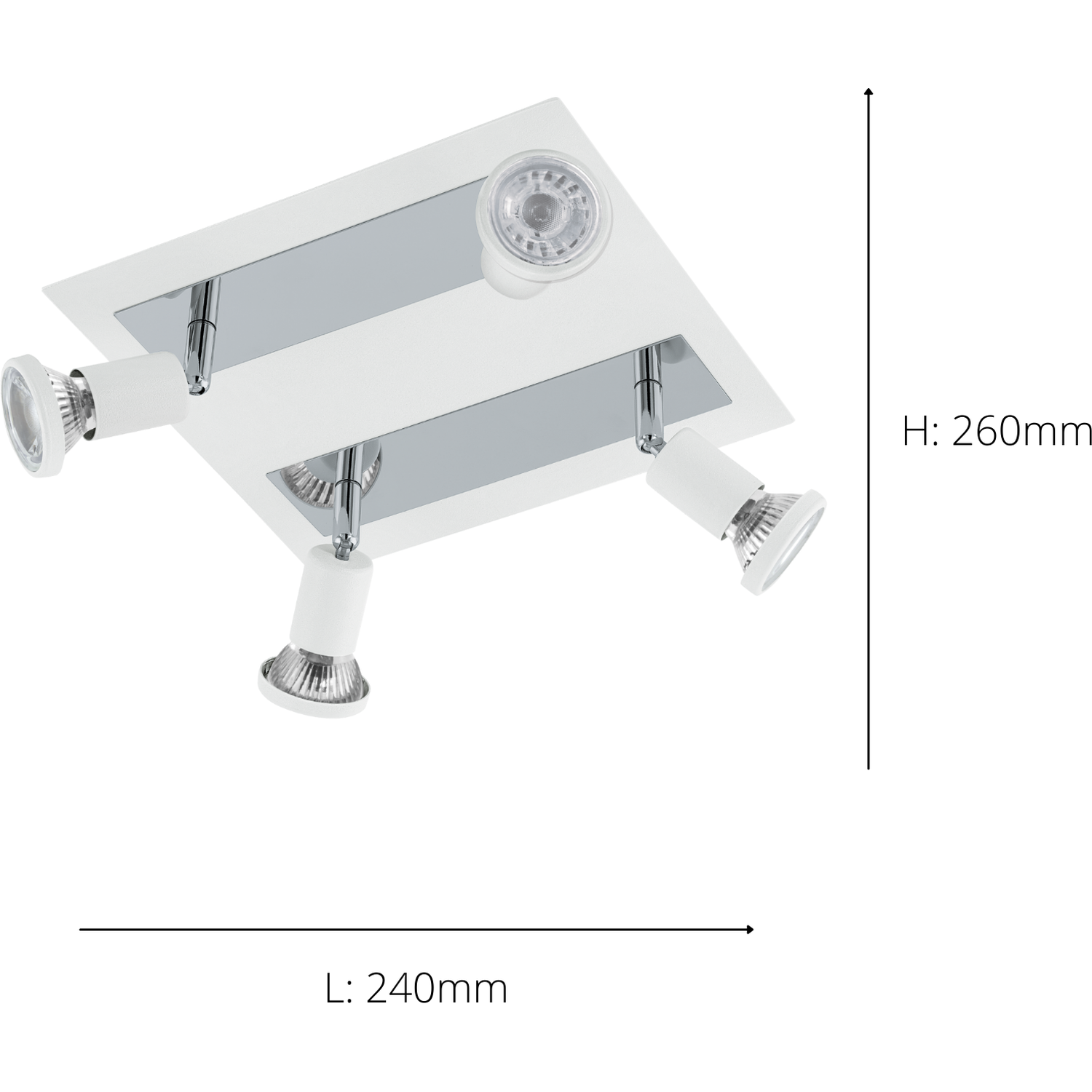 Eglo Sarria Ceiling 4 Light Spotlight - Square White And Chrome - White Chrome