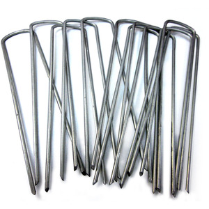 50pcs Metal Galvanised U Pins Artificial Grass Pegs Staples
