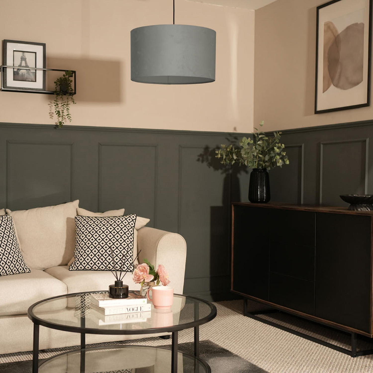 Image of Reni Large Velvet Pendant Lampshade -&hellip;