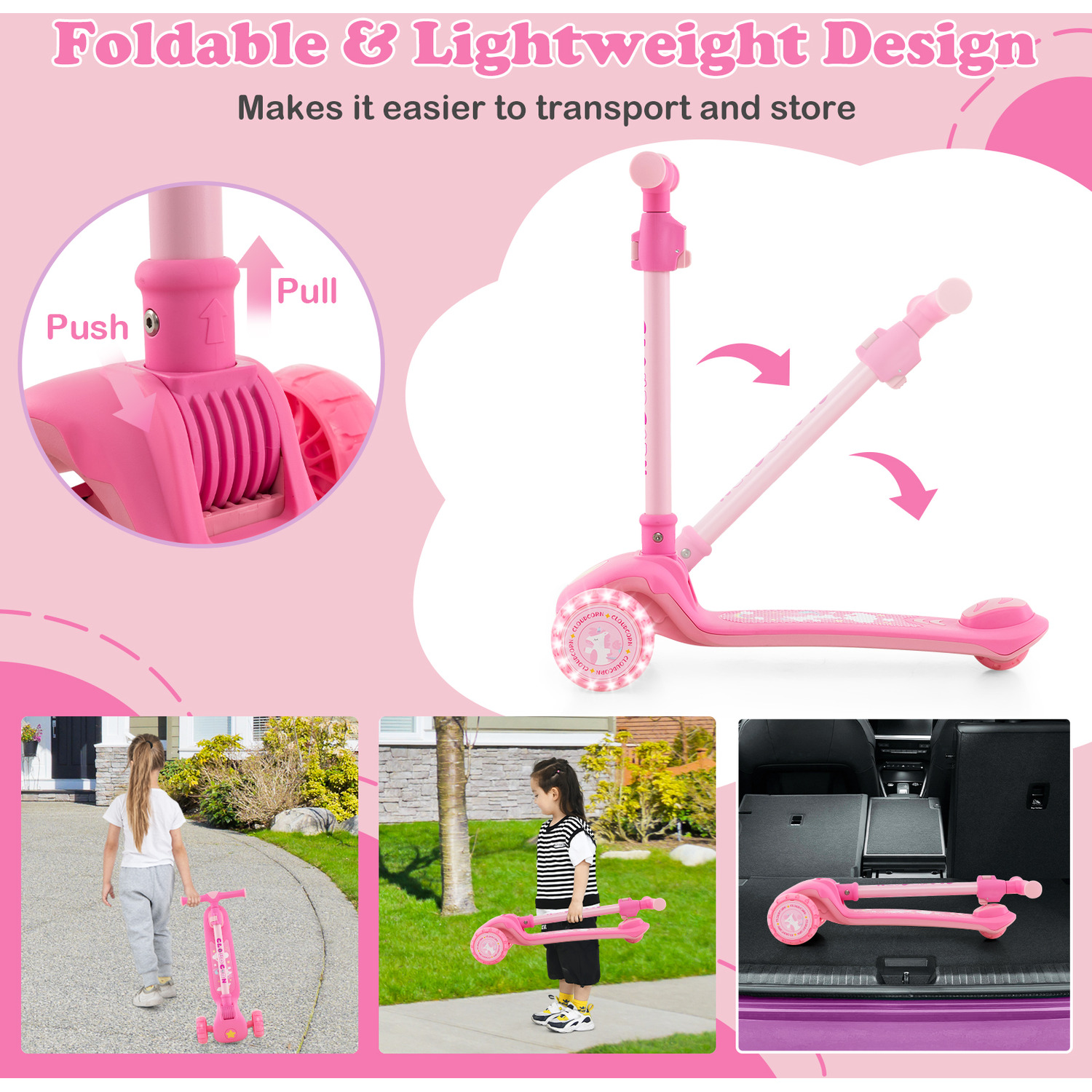 CredHedz Kids Kick Scooter with Portable Folding Design