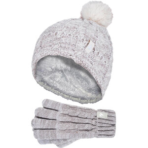 Heat Holders Girls Bobble Pom Pom Thermal Hat and Gloves Set