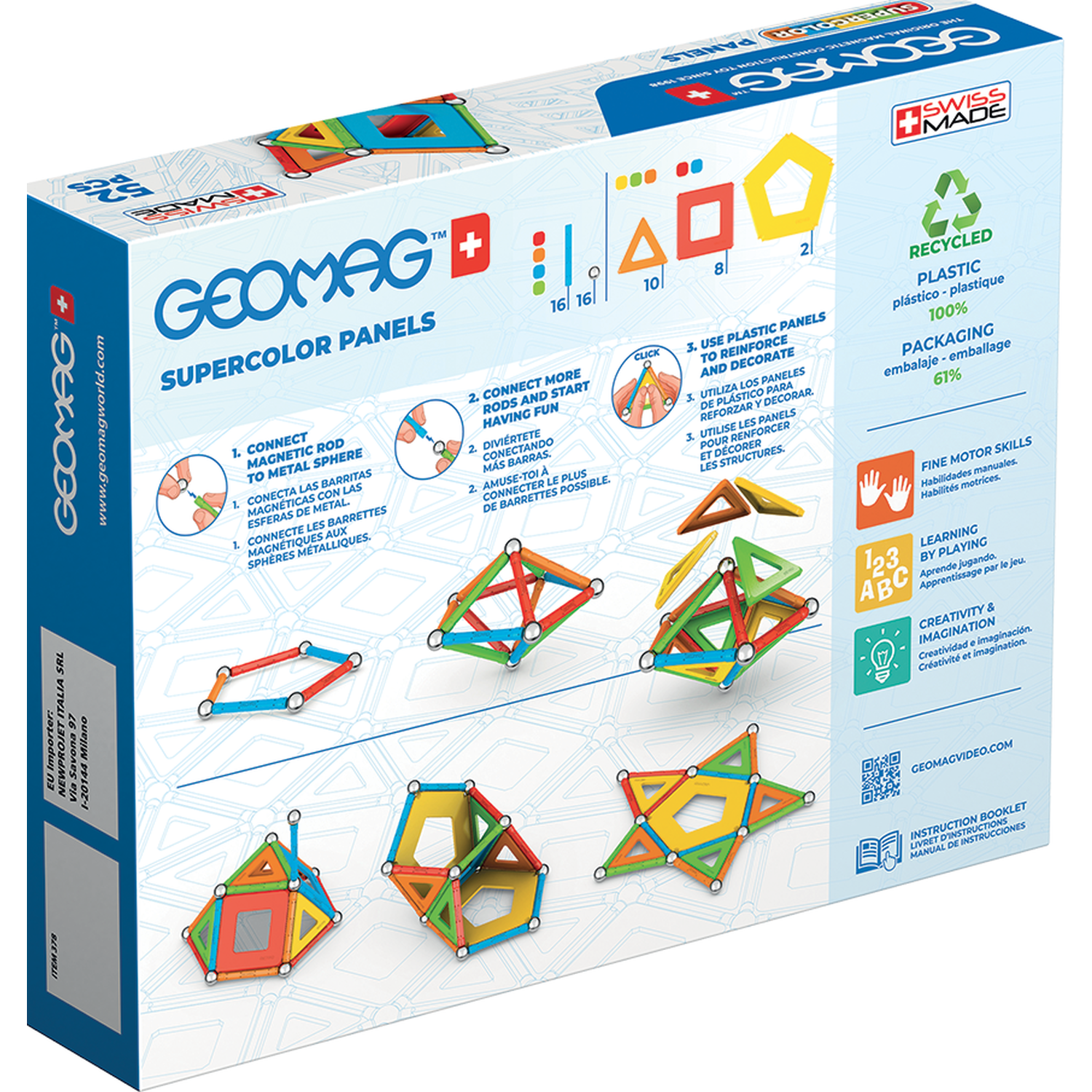 GEOMAG Panels Jeu de construction Magnétique 104 pièces GEOMAG Panels Jeu de construction Magnétique 104 pièces