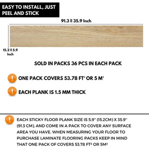 Beige Self-Adhesive Floor Planks Pack of 36 Vinyl Flooring  shot 5718073