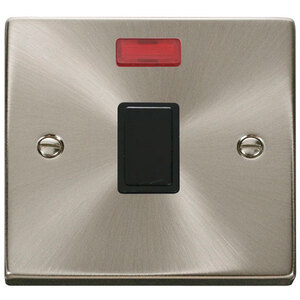Satin  Brushed Chrome 1 Gang 20A DP Switch With Neon