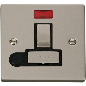 Pearl Nickel 13A Fused Ingot Connection Unit Switched With Neon With Flex