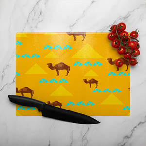 Pattern With Camels Glass Chopping Board