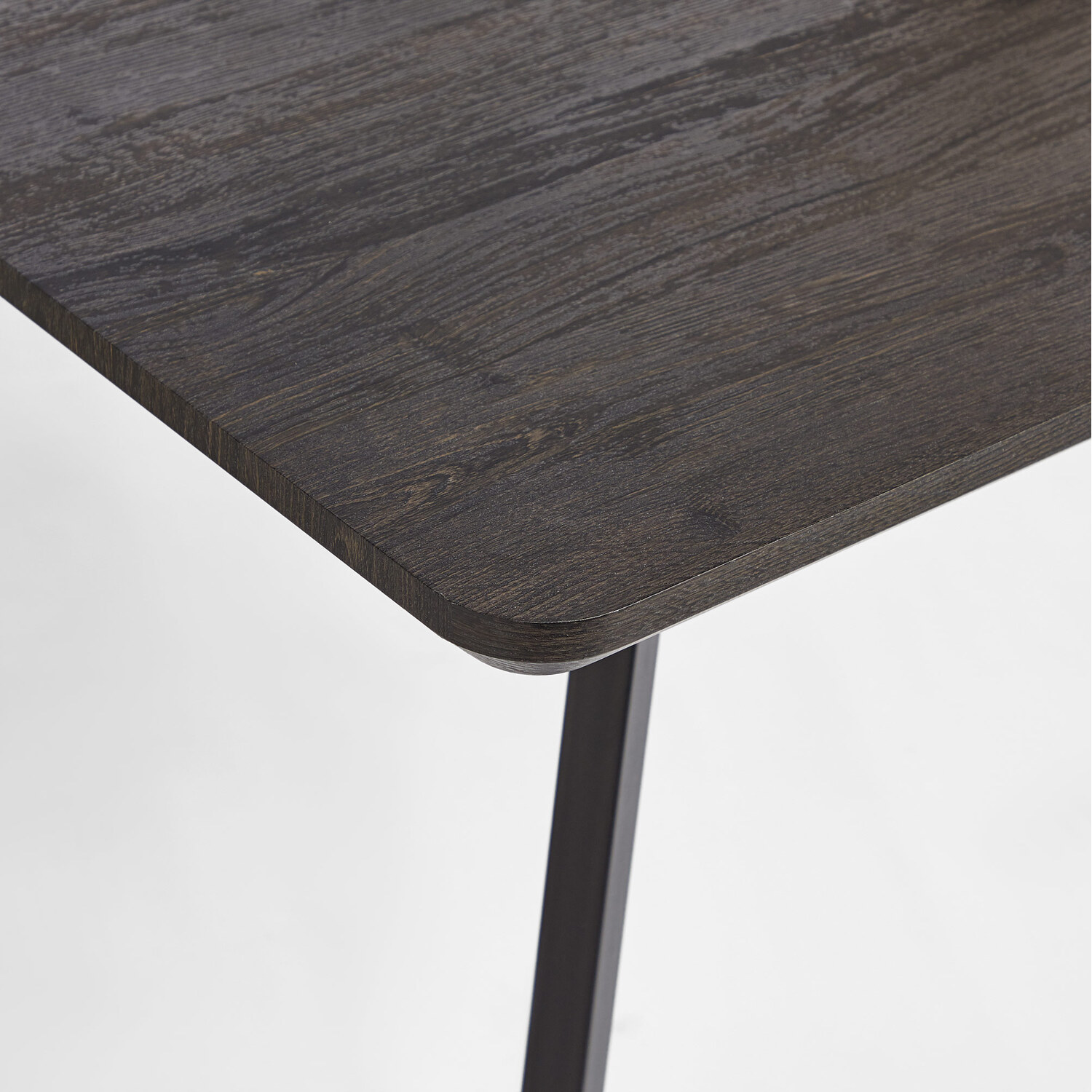 Rectangular Dining Table With 6 Cord Effect Dining Chairs Set - Dark Wood Blue