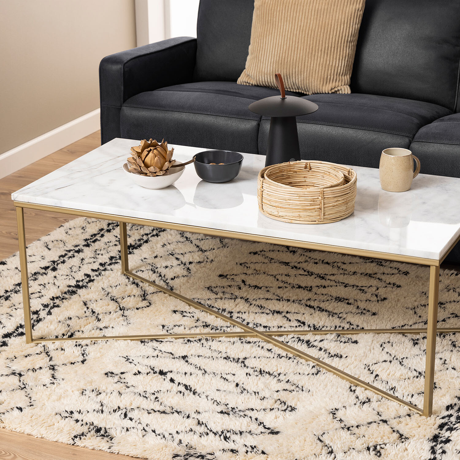 Alisma Marble Top Coffee Table - White