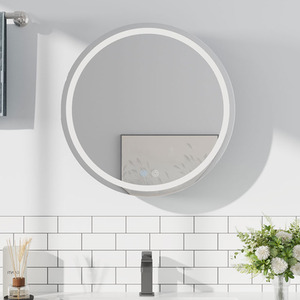 Anti-fog Round Mirror Cabinet with Dimmable LED
