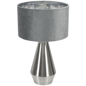 Jax Chrome Dimmable Touch Table Lamp with Grey Velvet  Chrome Inner Shade