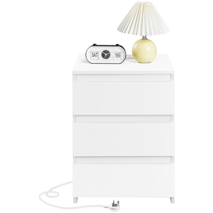 Yaheetech Simple Nightstand Side Table with Charging Station