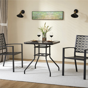 Square Bistro Table Tempered Glass Top