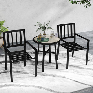 Outsunny 3 Piece Patio Bistro Set with Table 2 Stackable Chairs
