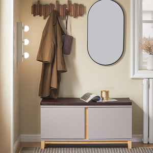 Shoe Storage Bench with Adjustable Shelf