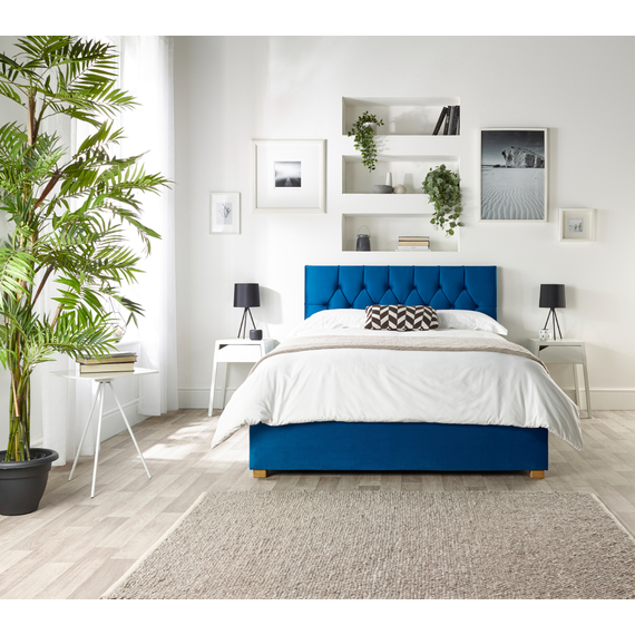 Catherine Lansfield Boutique Ottoman Bed in Navy Velvet