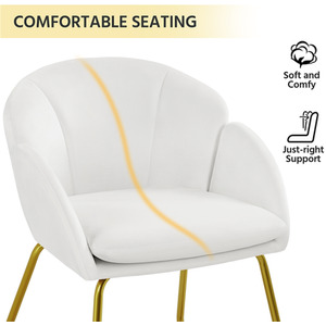 White Yaheetech Flower Shape Vanity Chair Accent Chair shot 7791899