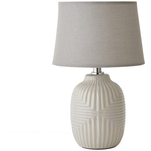 Harrison Small Geo Ribbed Gloss Ceramic Table Lamp Tapered Shade