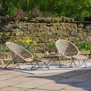 TOBS 5 Piece Foldable Rattan Bistro Set Outdoor Chairs, Stools and Table