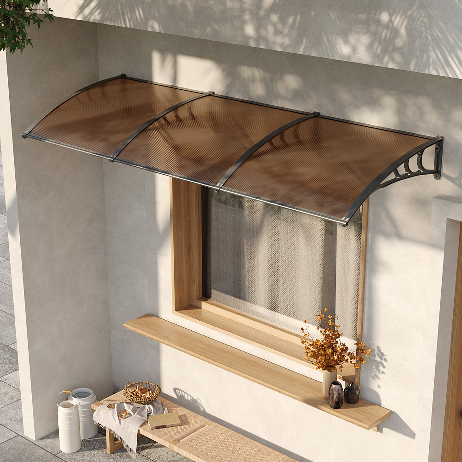 Image of Curved Overdoor Awning Rain Canopy -&hellip;