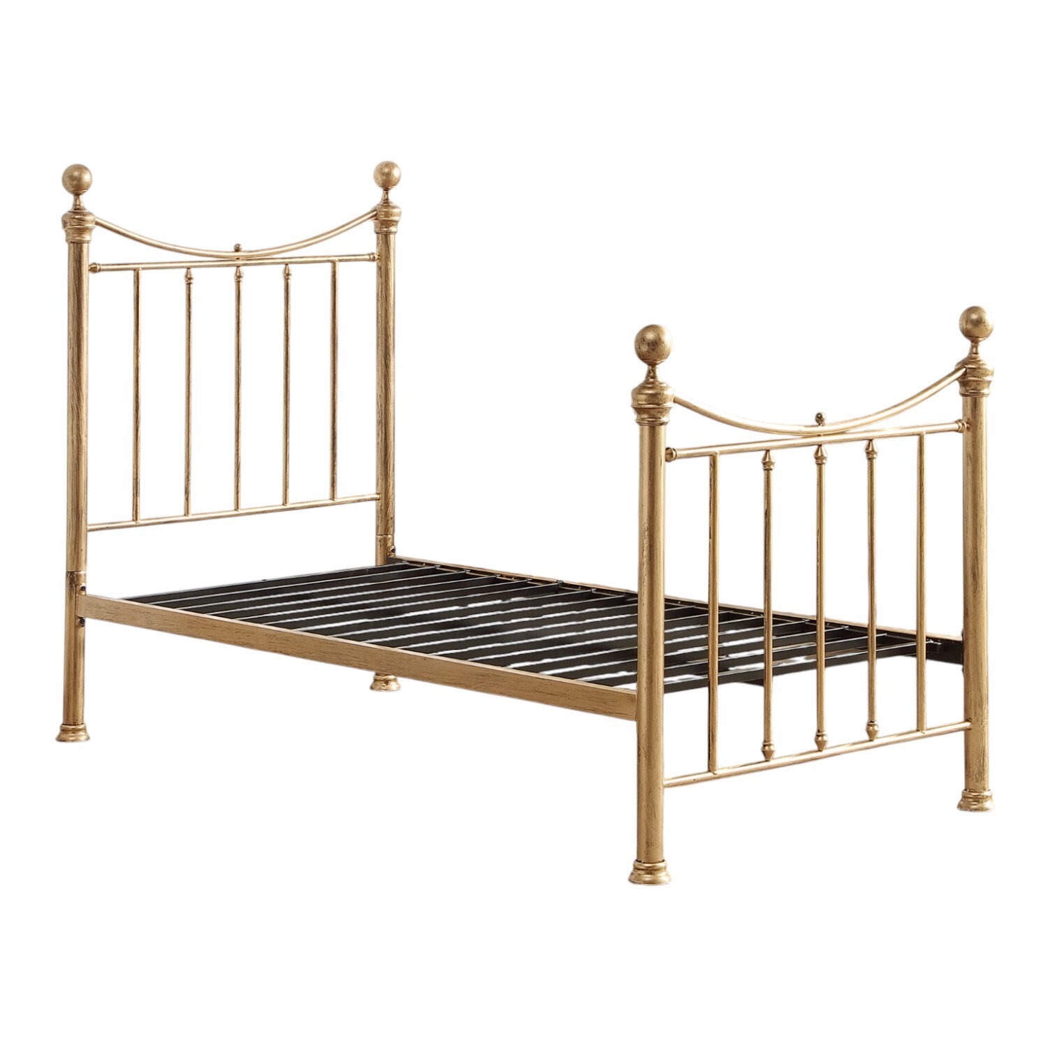 Hampstead Traditional Style Antique Brass Effect Metal Bed Frame - Antique Brass Single