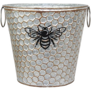 Bee Design Tin Pail Planter - 16cm