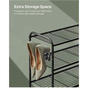 SONGMICS Adjustable 3-Tier Shoe Organiser, Metal Shoe Storage Shelf
