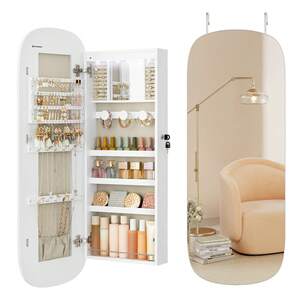 SONGMICS LED Mirror Velvet Jewellery Cabinet