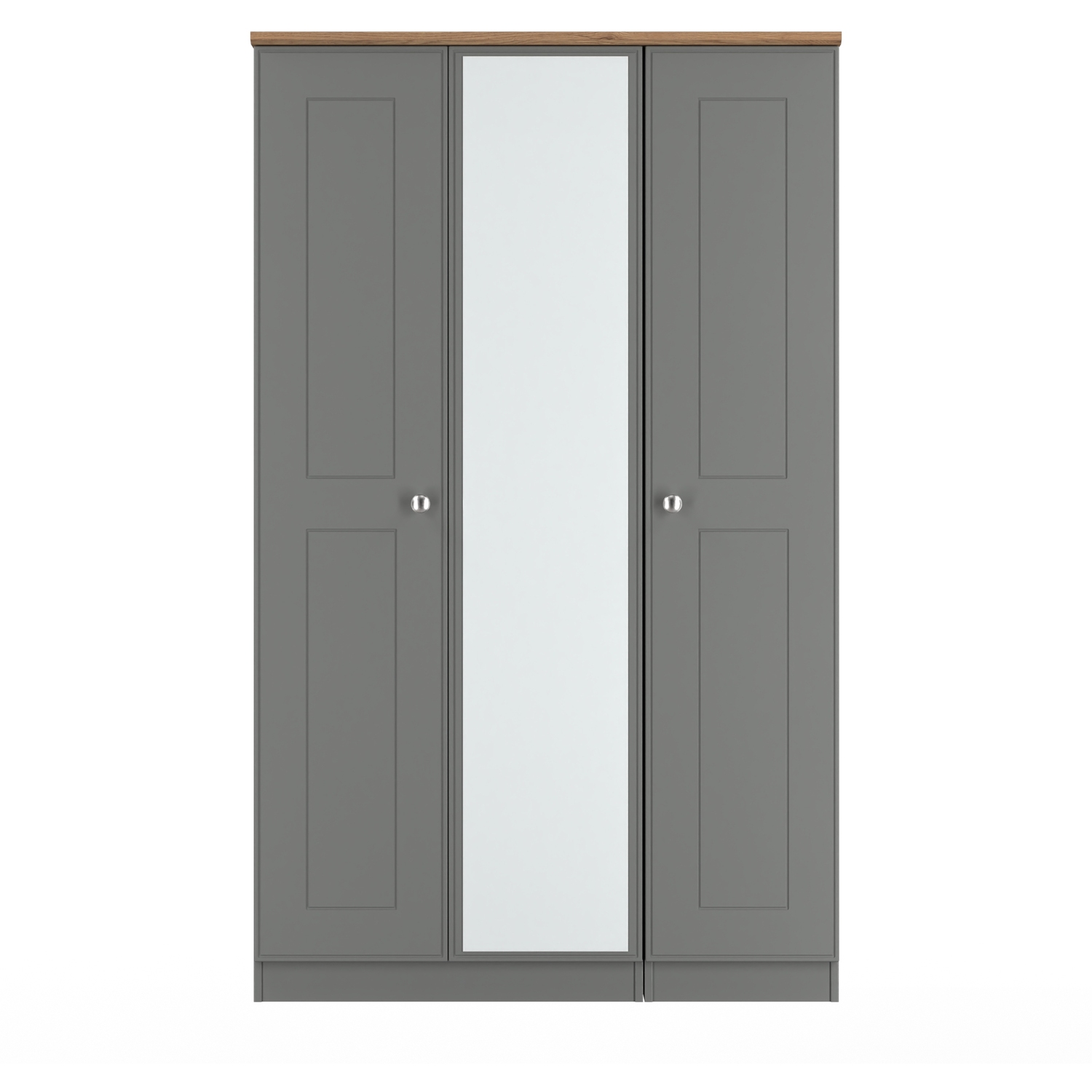 Victoria Ready Assembled Triple Mirror Wardrobe - Dusk Grey Riviera Oak