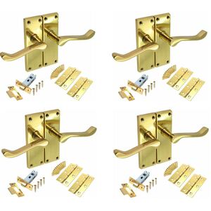 4 Pairs Victorian Scroll Internal Set Door Handles